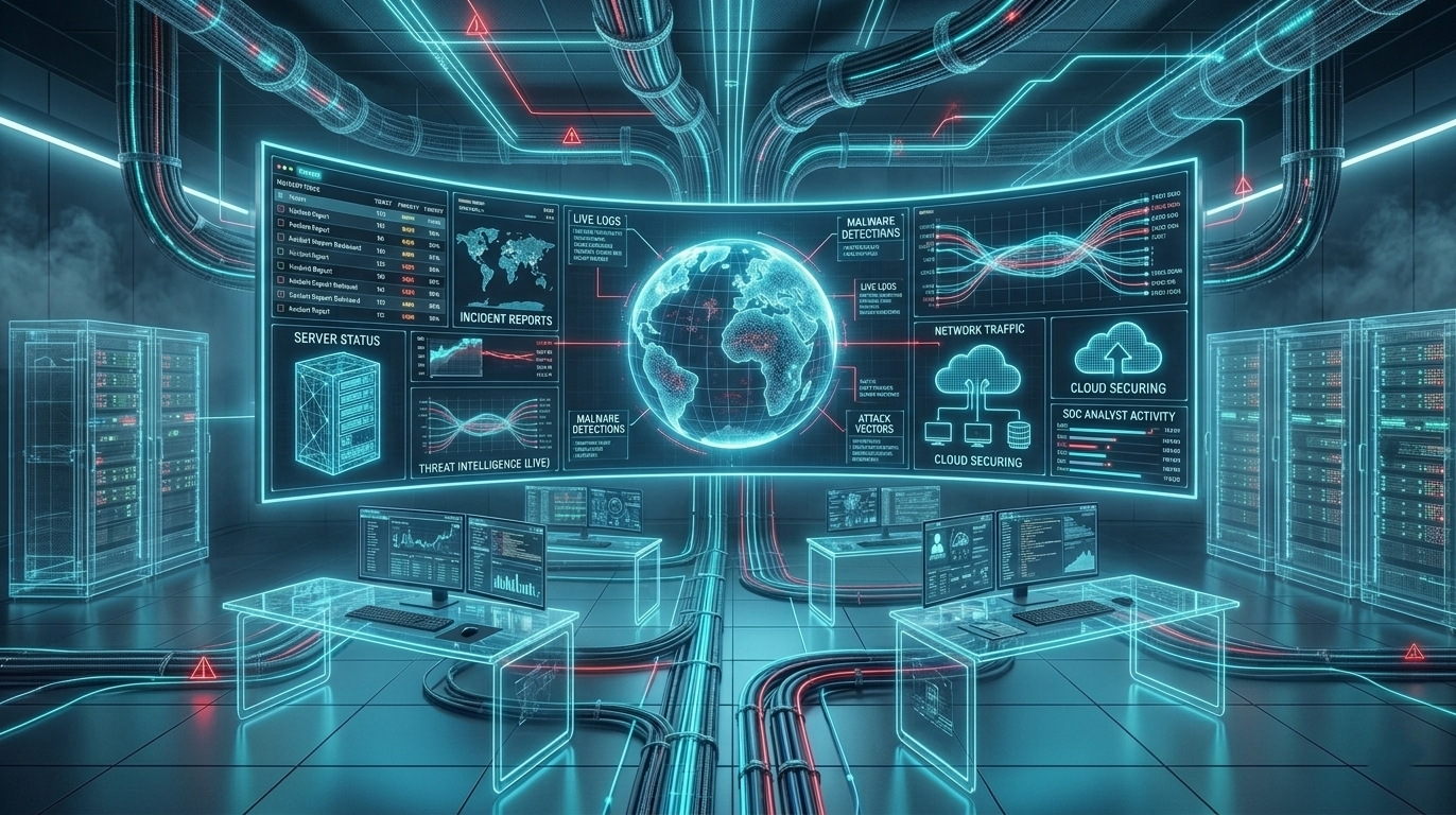An SOC lab monitoring threats